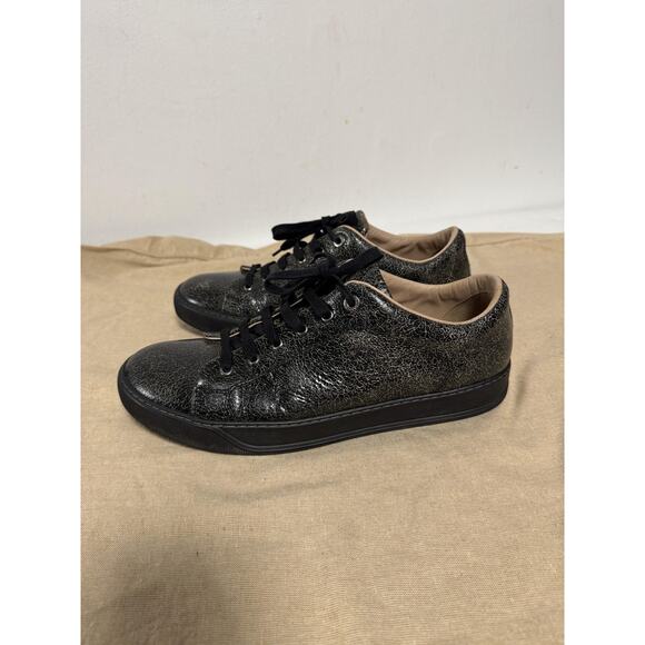 Lanvin Shoes Mens Size 10 Black Cracked Leather Low Top Lace Up Made Portugal main image 8